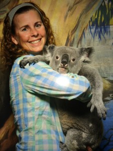 Sandy Holding a Koala at Cairns Night Zoo during her vacation in Australia