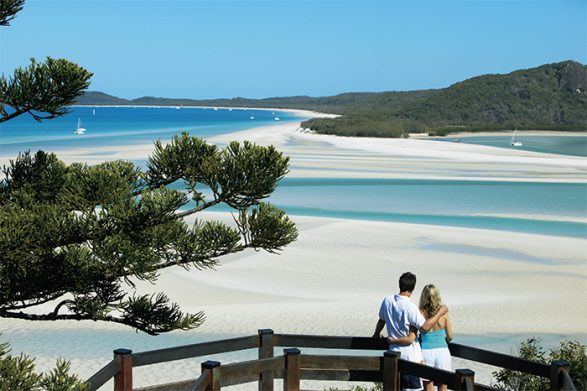 Visit Hill Inlet, Whitehaven Beach, Whitsundays for an Australia honeymoon credit Tourism and Events Queensland